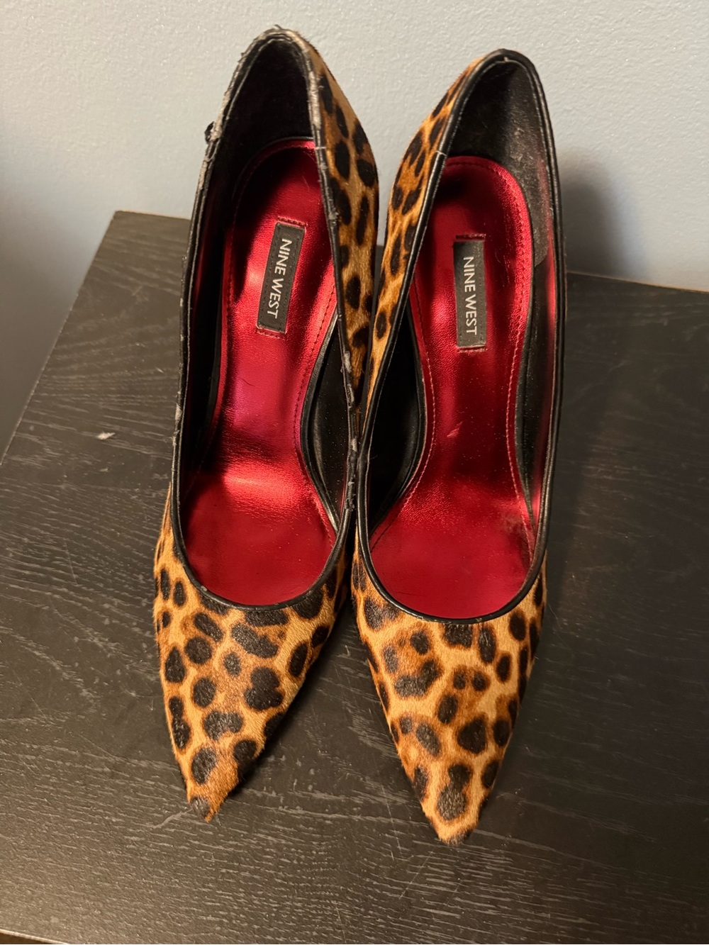 Nine West Leopard-Print Pointed Toe Pumps in Tan and Black
